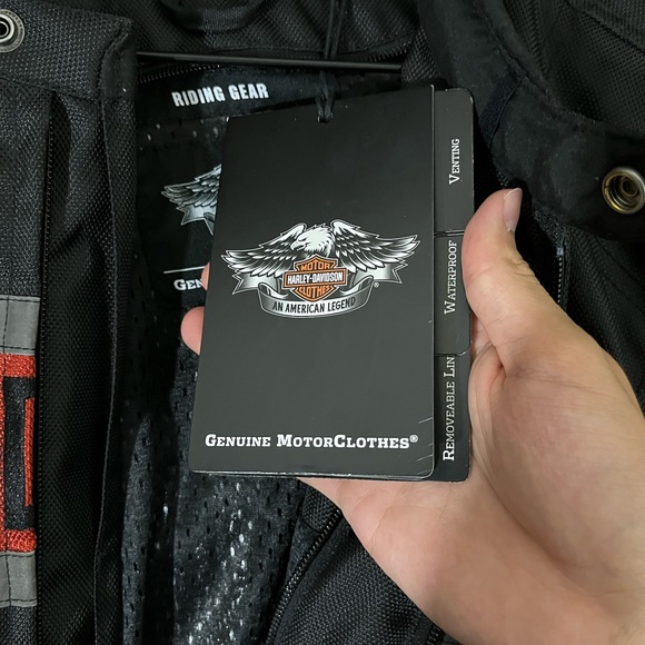 Mens Harley Davidson Riding Jacket Orange Black size Medium Motorcycles Bikers - Picture 13 of 16